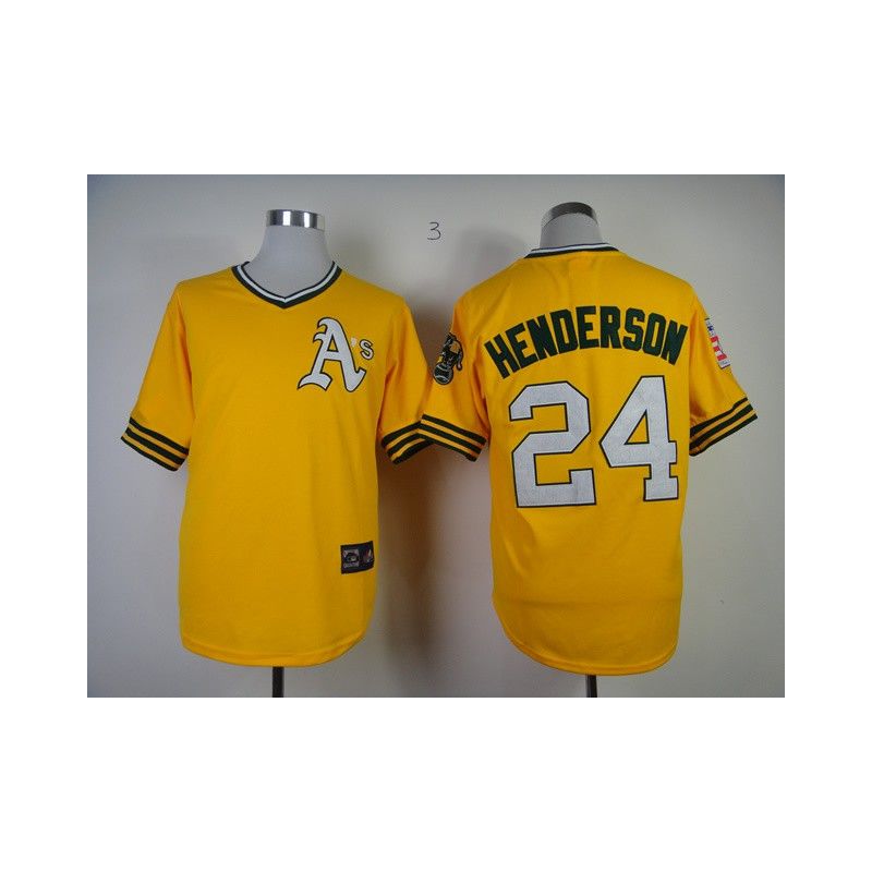 Cheap Rickey Henderson Athletics Jersey From China #24 Yellow throwback