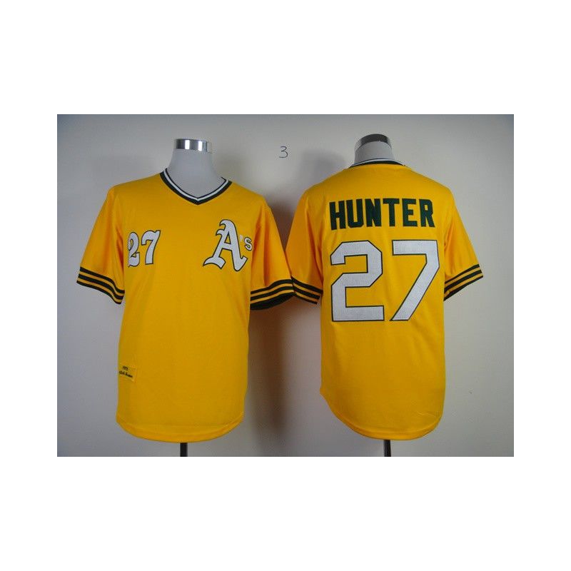 Cheap Catfish Hunter Athletics Jersey From China #27 Yellow throwback