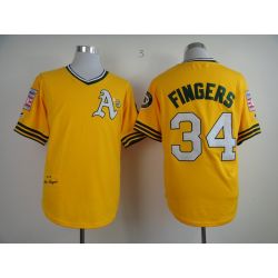 Cheap Rollie Fingers Athletics Jersey From China #34 Yellow throwback