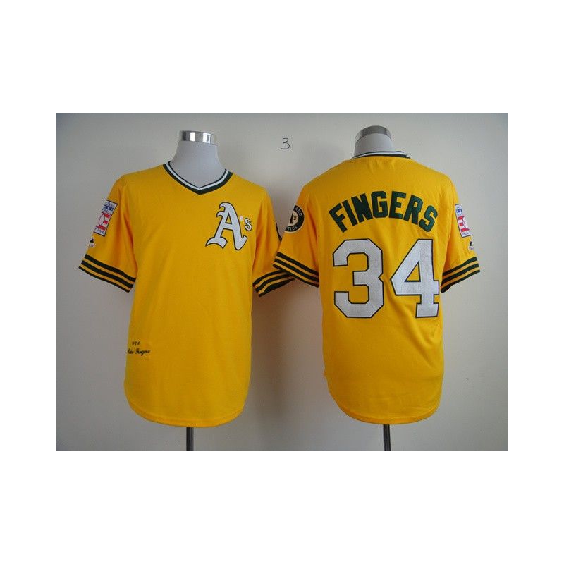 Cheap Rollie Fingers Athletics Jersey From China #34 Yellow throwback