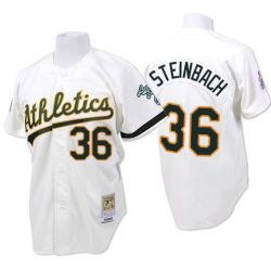 Cheap Terry Steinbach Athletics Jersey From China #36 White throwback 1989