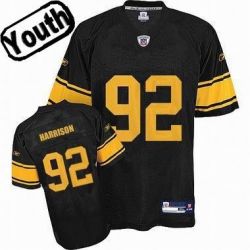 Cheap James Harrison Steelers Youth Jersey #92 Black Yellow number From China