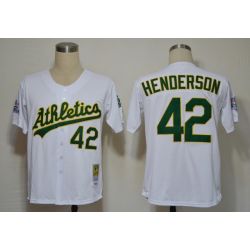 Cheap Rivkey Henderson Athletics Jersey From China #42 White throwback 1989