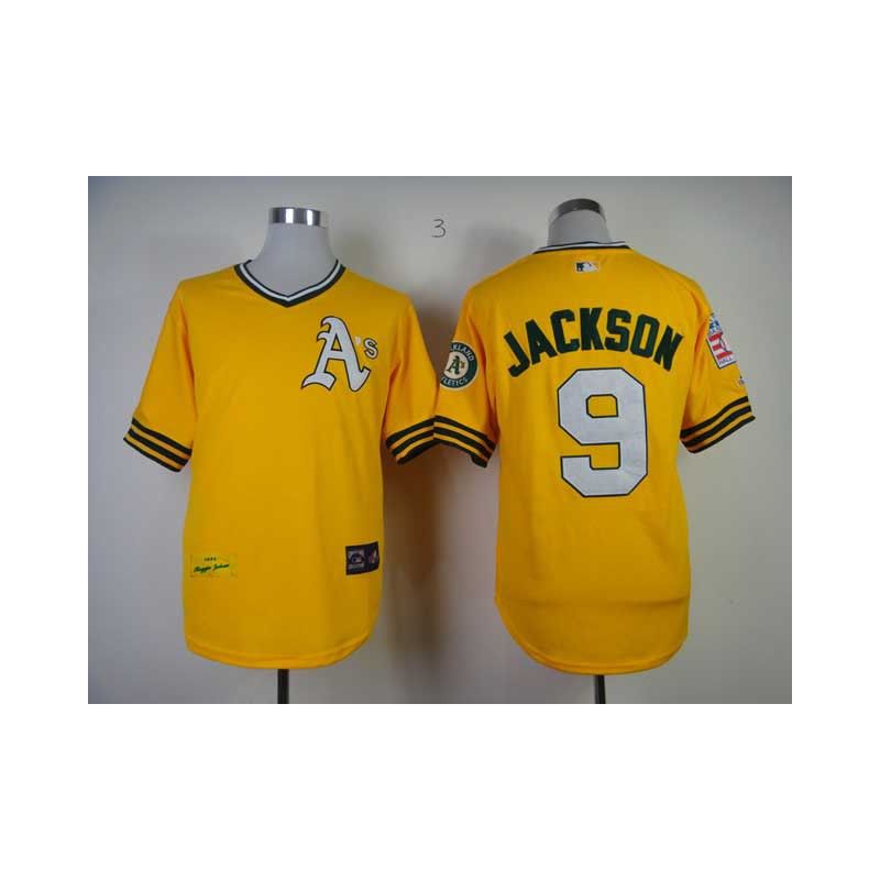 Cheap Reggie Jackson Athletics Jersey From China #9 Yellow throwback 1968