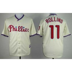 Cheap Jimmy Rollins Phillies Jersey From China #11 Cream