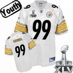 Cheap Brett Keisel Steelers Youth Jersey #99 White 2011 Super Bowl XLV From China