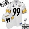Cheap Brett Keisel Steelers Youth Jersey #99 White 2011 Super Bowl XLV From China