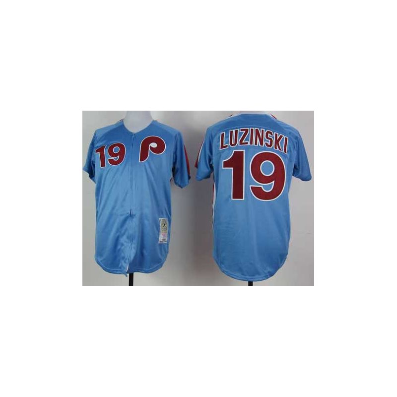 Cheap Greg Luzinski Phillies Jersey From China #19 Blue throwback 1980 Cheap Greg Luzinski Phillies Jersey From China #19 Blue throwback 1980