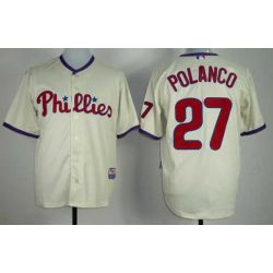 Cheap Placido Polanco Phillies Jersey From China #27 Cream