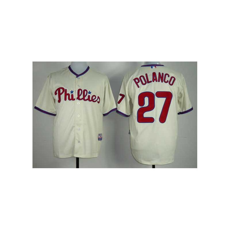 Cheap Placido Polanco Phillies Jersey From China #27 Cream