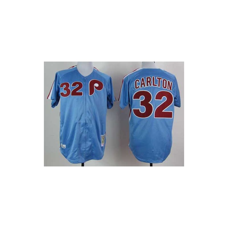 Cheap Steve Carlton Phillies Jersey From China #32 Blue Throwback