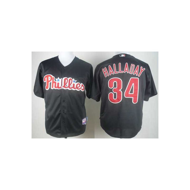 Cheap Roy Halladay Phillies Jersey From China #34 Black