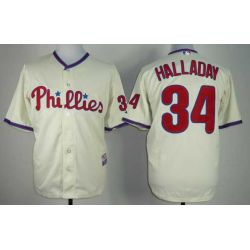 Cheap Roy Halladay Phillies Jersey From China #34 Cream