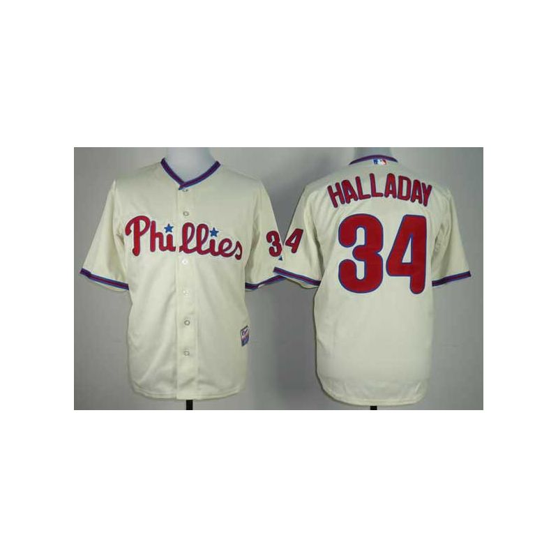 Cheap Roy Halladay Phillies Jersey From China #34 Cream