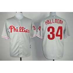 Cheap Roy Halladay Phillies Jersey From China #34 Grey