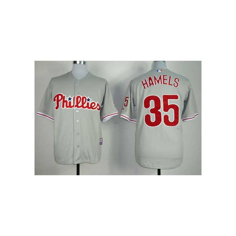 Cheap Colbert Hamels Phillies Jersey From China #35 Grey