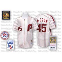 Cheap Tug McGraw Phillies Jersey From China #45 White throwback 1976