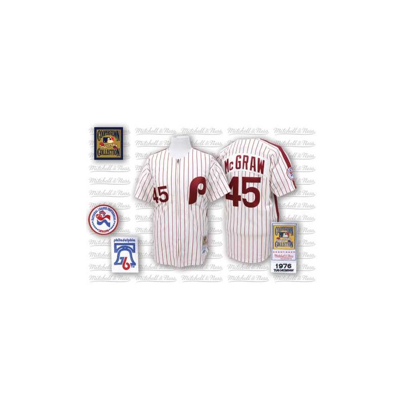 Cheap Tug McGraw Phillies Jersey From China #45 White throwback 1976