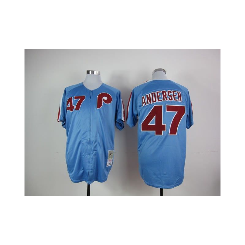 Cheap Larry Andersen Phillies Jersey From China #47 Blue Throwback