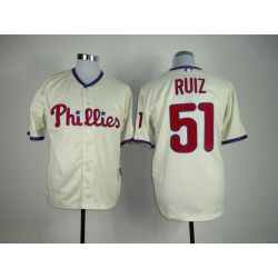 Cheap Carlos Ruiz Phillies Jersey From China #51 Cream