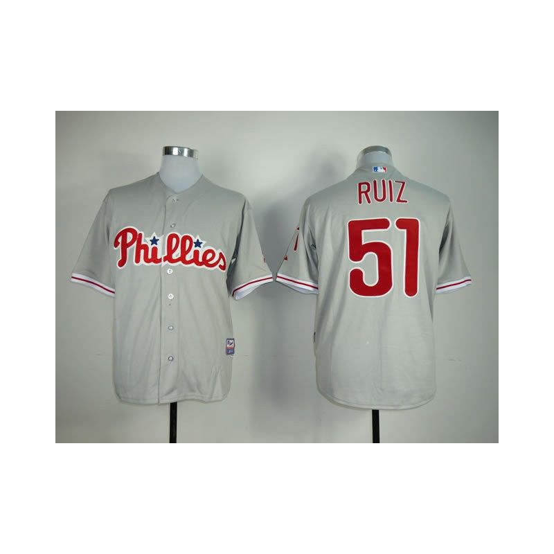 Cheap Carlos Ruiz Phillies Jersey From China #51 Grey