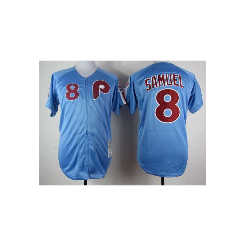 Cheap Juan Samuel Phillies Jersey From China #8 Blue throwback