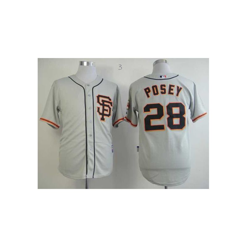 Cheap Buster Posey Giants Jersey From China #28 Grey SF Cheap Buster Posey Giants Jersey From China #28 Grey SF