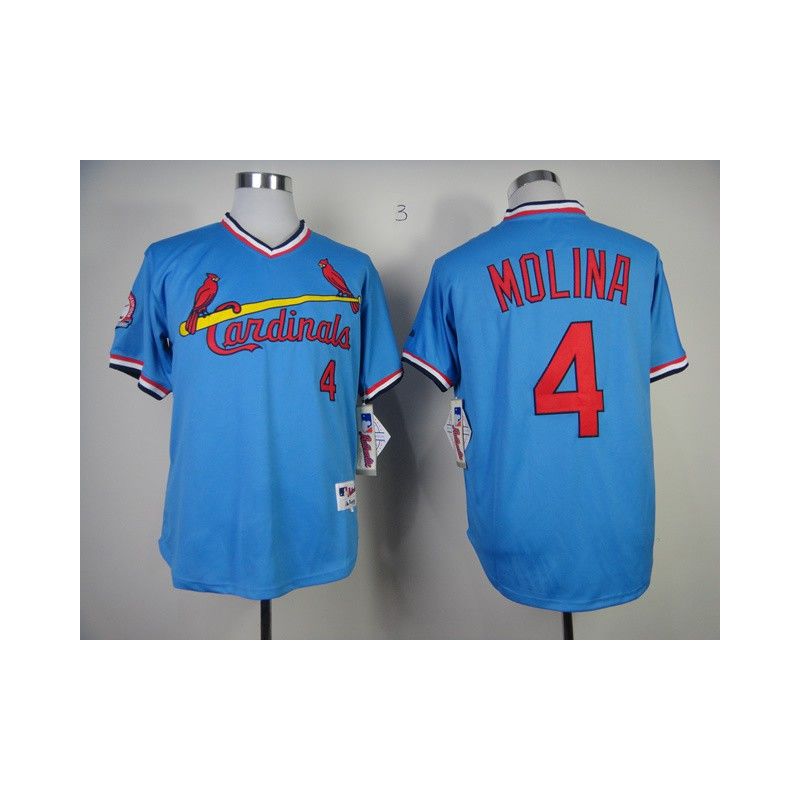 Cheap Yadier Molina Cardinals Jersey From China #4 Blue throwback 1982 Cheap Yadier Molina Cardinals Jersey From China #4 Blue throwback 1982