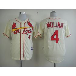 Cheap Yadier Molina Cardinals Jersey From China #4 Cream