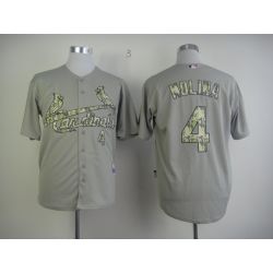 Cheap Yadier Molina Cardinals Jersey From China #4 Grey Camo Font