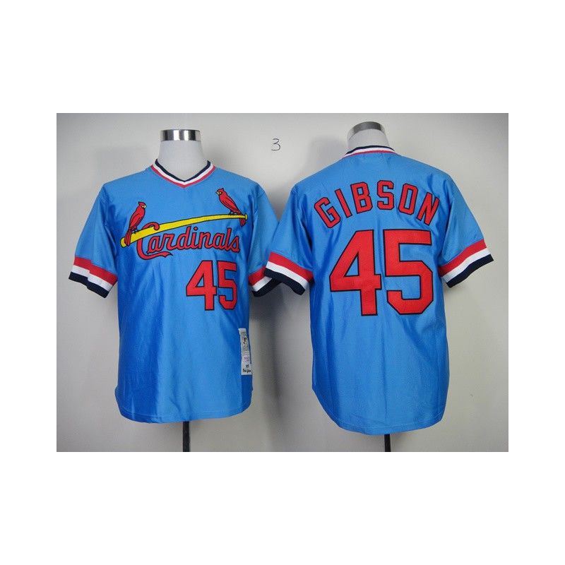 Cheap Bob Gibson Cardinals Jersey From China #45 Blue throwback 1982 Cheap Bob Gibson Cardinals Jersey From China #45 Blue throwback 1982