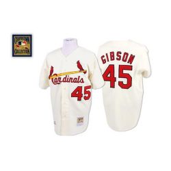 Cheap Bob Gibson Cardinals Jersey From China #45 Cream