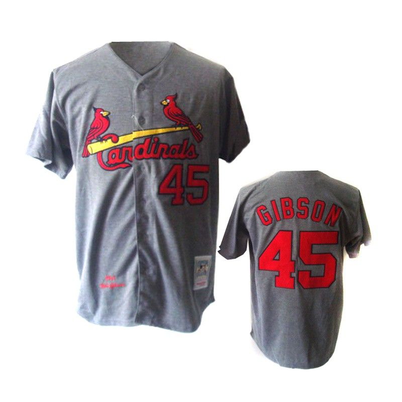 Cheap Bob Gibson Cardinals Jersey From China #45 HEMP Grey throwback 1967 Cheap Bob Gibson Cardinals Jersey From China #45 HEMP Grey throwback 1967