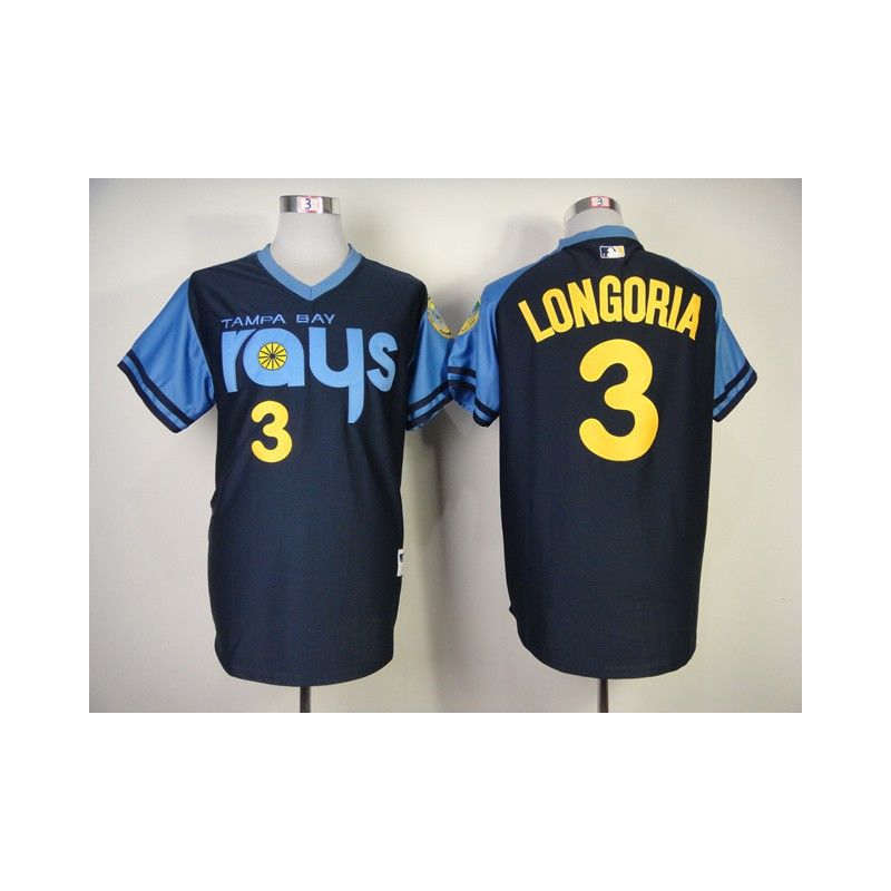 Cheap Evan Longoria Rays Jersey From China #3 Navy 1970 Turn Back The Clock