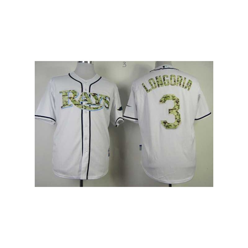 Cheap Evan Longoria Rays Jersey From China #3 White Camo Font