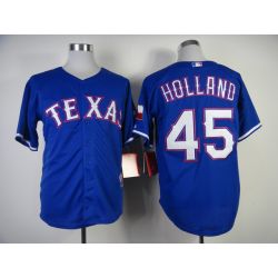 Cheap Derek Holland Rangers Jersey From China #45 Blue