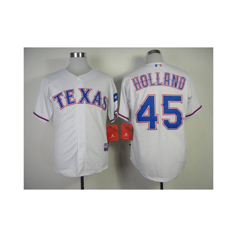 Cheap Derek Holland Rangers Jersey From China #45 White Cheap Derek Holland Rangers Jersey From China #45 White