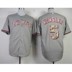 Cheap Lan Kinsler Rangers Jersey From China #5 Grey Camo Font