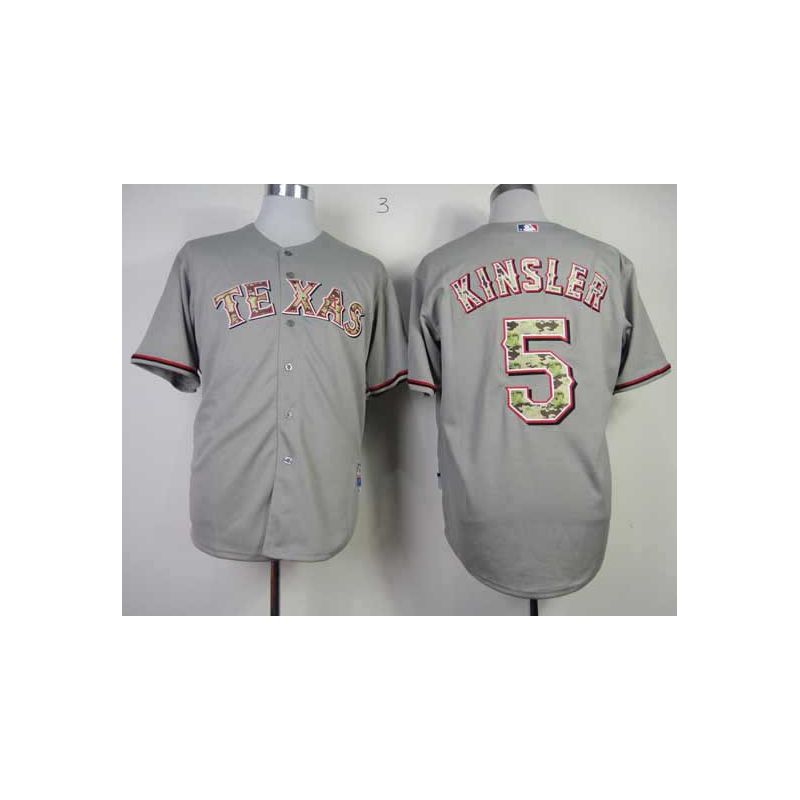 Cheap Lan Kinsler Rangers Jersey From China #5 Grey Camo Font Cheap Lan Kinsler Rangers Jersey From China #5 Grey Camo Font