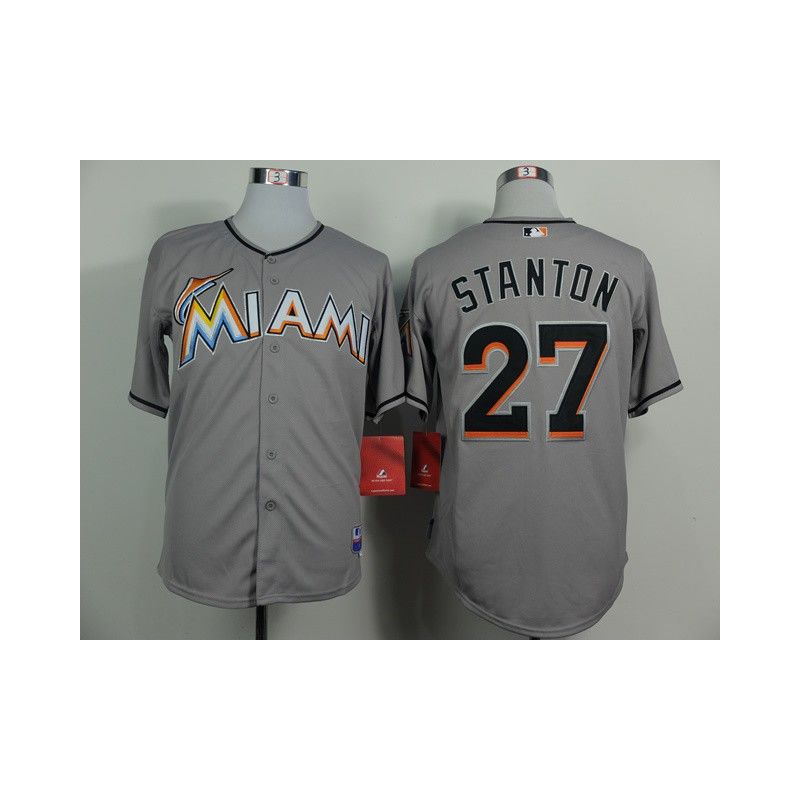 Cheap Giancarlo Stanton Marlins Jersey From China #27 Grey