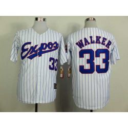 Cheap Larry Walker Expos Jersey From China #33 White Blue stripe throwback 1982