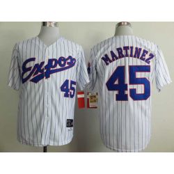 Cheap Pedro Martinez Expos Jersey From China #45 White Blue stripe throwback 1982