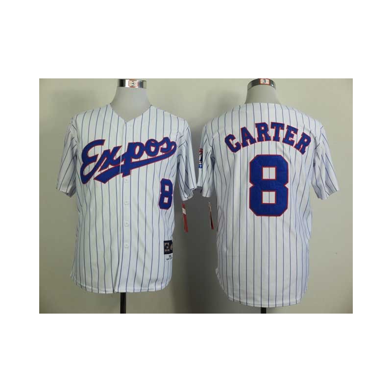 Cheap Gray Carter Expos Jersey From China #8 White Blue stripe throwback 1982