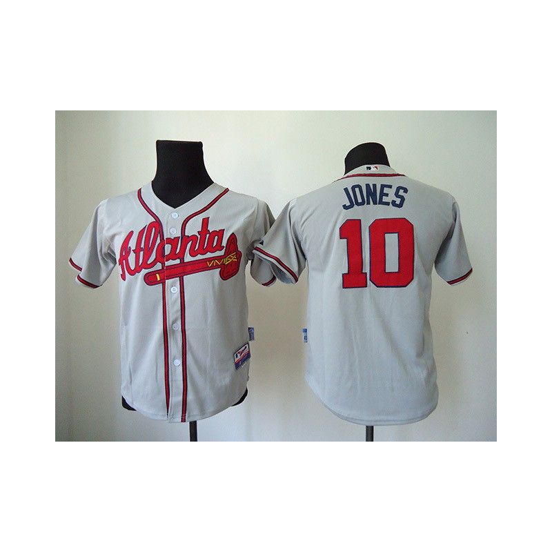 Cheap Chipper Jones Braves Youth Jersey From China #10 Grey