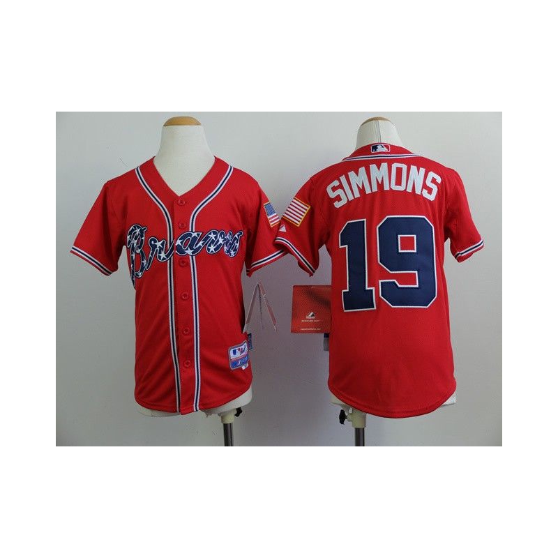 Cheap Andrelton Simmons Braves Youth Jersey From China #19 Red 2014