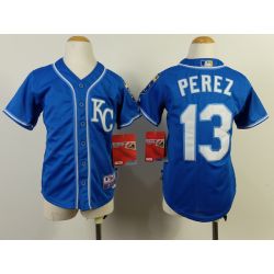 Cheap Salvador Perez Royals Youth Jersey From China #13 Blue 2014 new