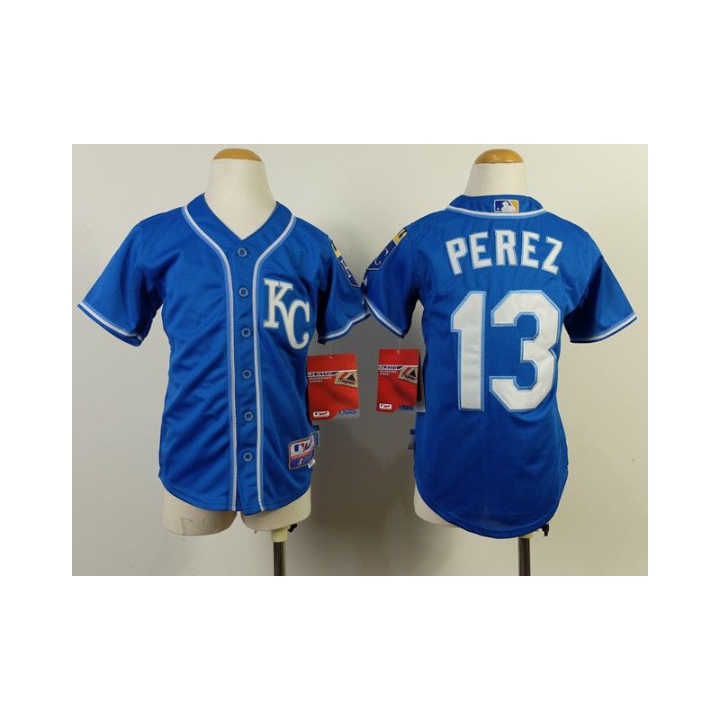 Cheap Salvador Perez Royals Youth Jersey From China #13 Blue 2014 new