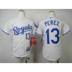 Cheap Salvador Perez Royals Youth Jersey From China #13 White