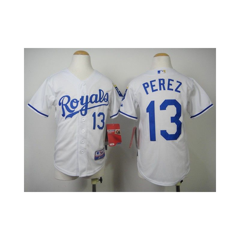 Cheap Salvador Perez Royals Youth Jersey From China #13 White