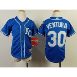 Cheap Yordano Ventura Royals Youth Jersey From China #30 Blue 2014 new